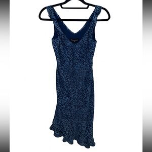 Donna Ricco Asymmetrical Blue Patterned Dress